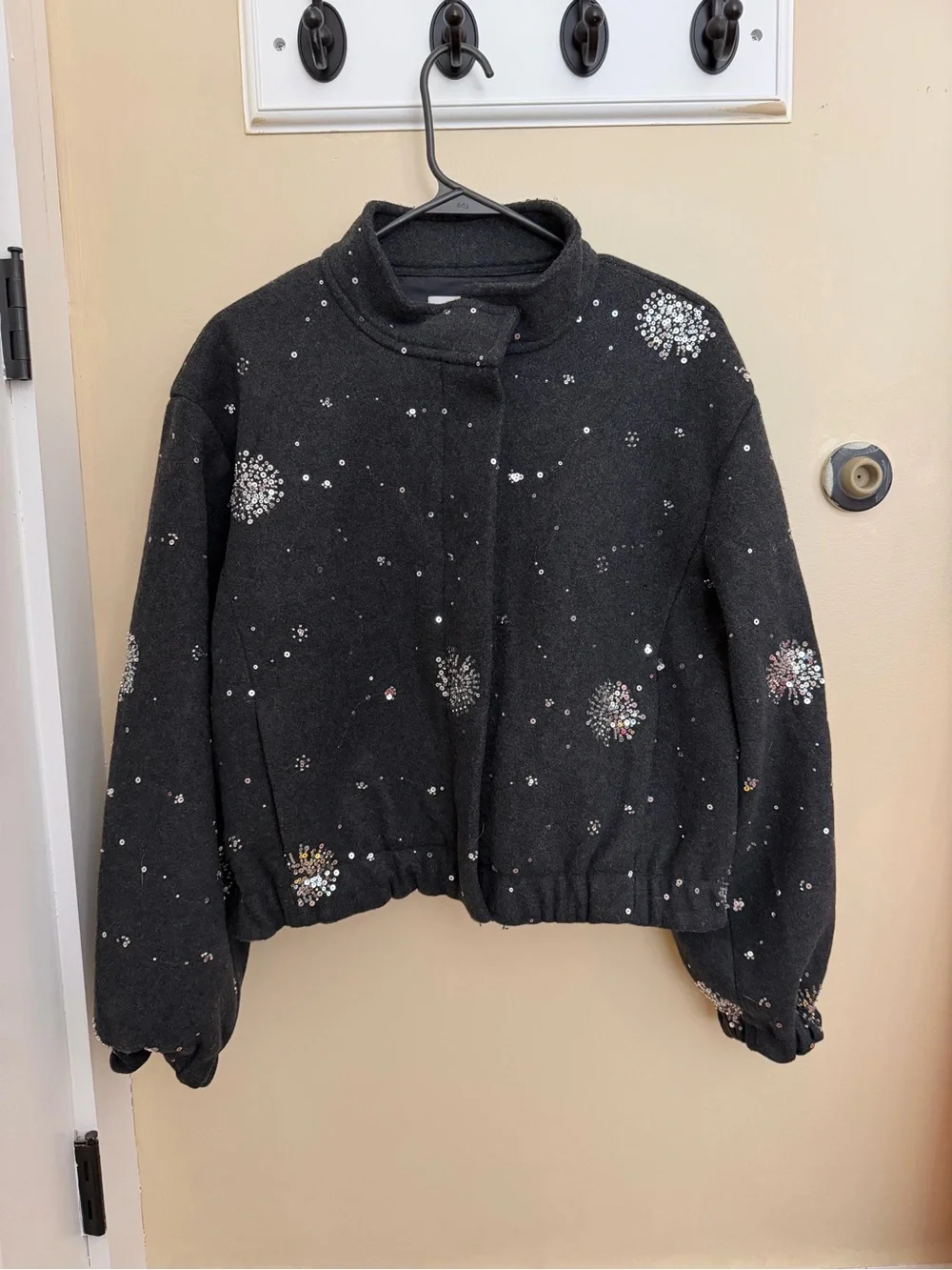 Women’s Black Sparkle Bomber Jacket